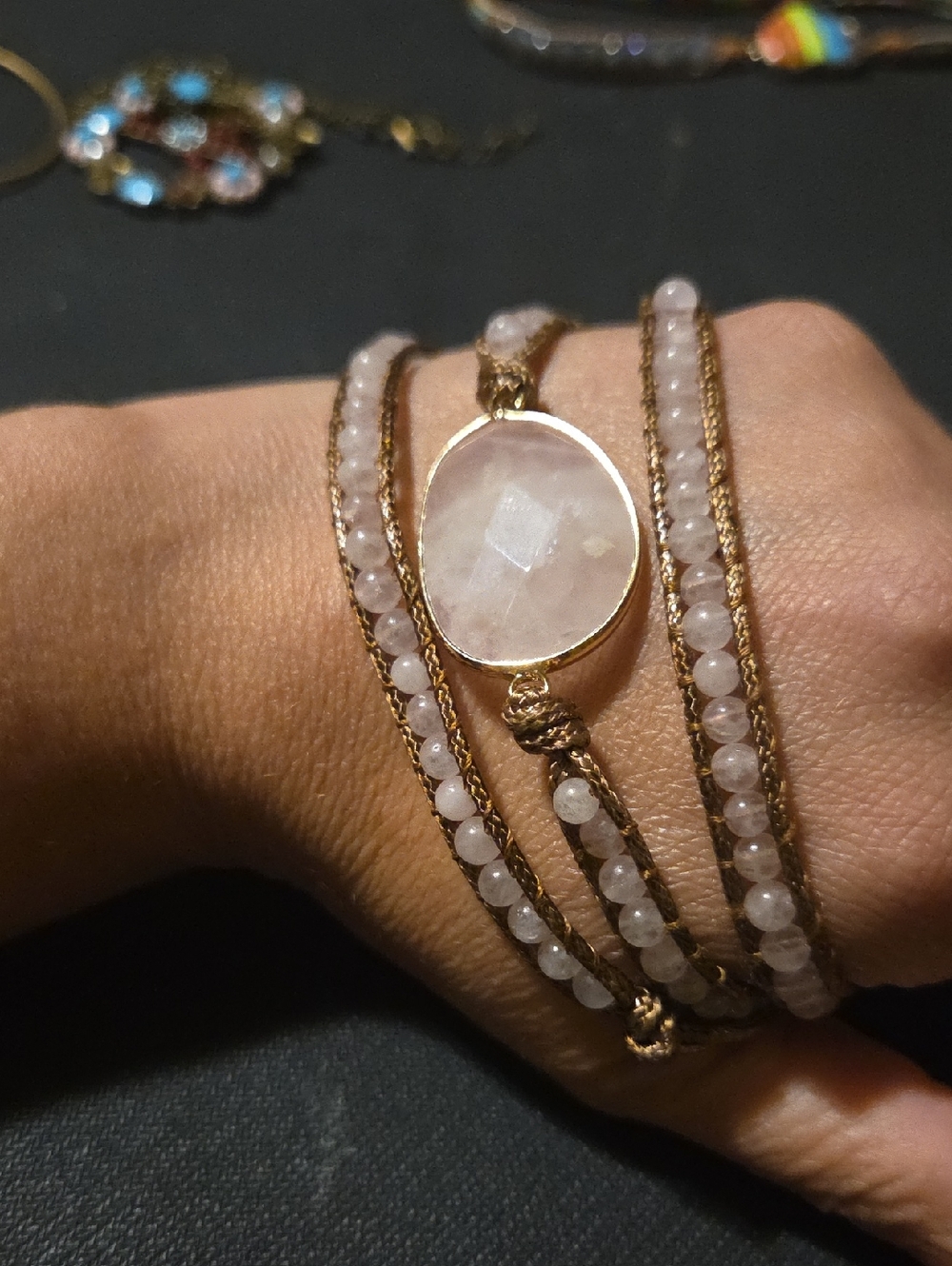 Rose Quartz Wrap Bracelet By Boho West